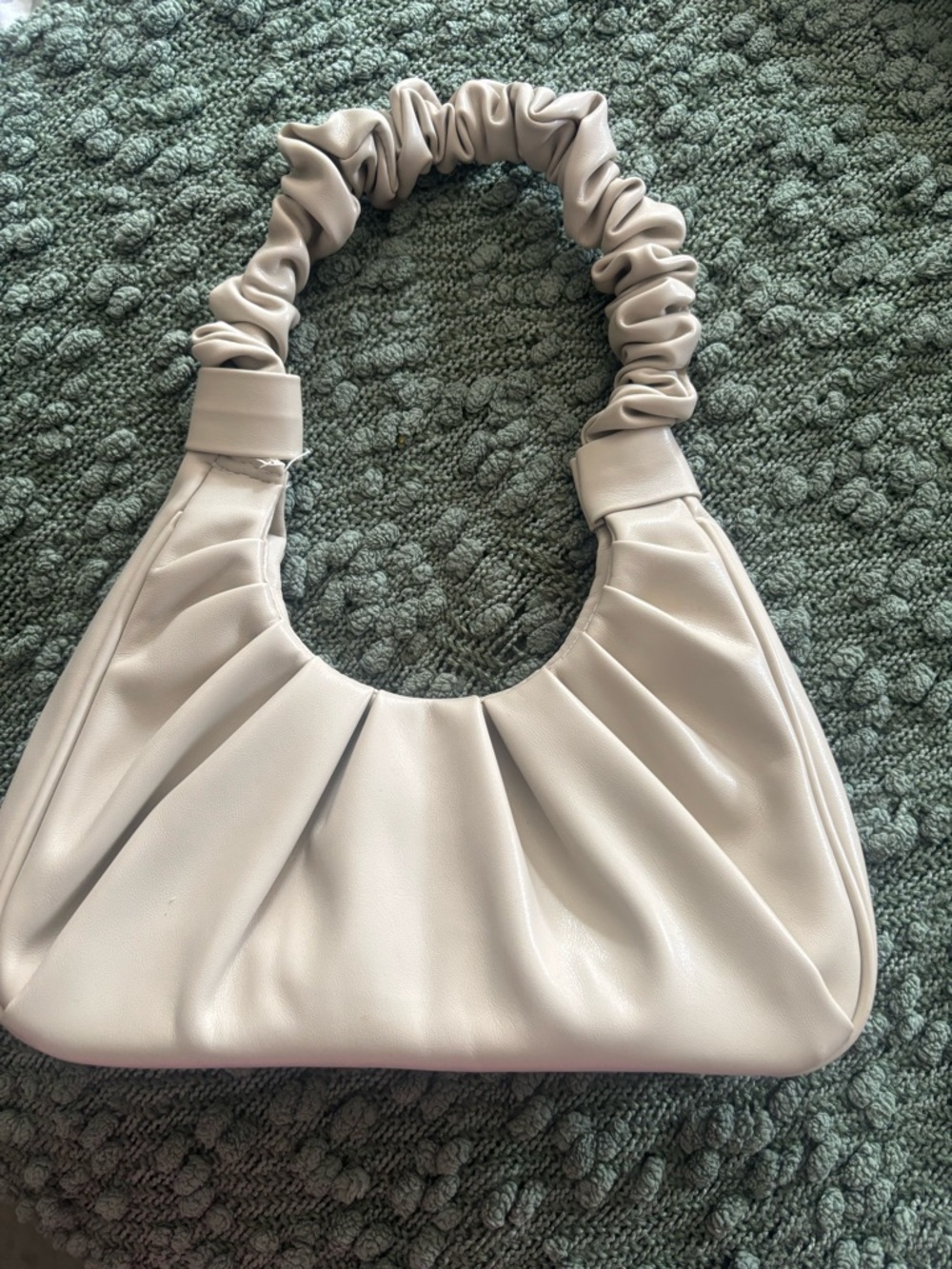 Cream Ruched Handle Shoulder Bag